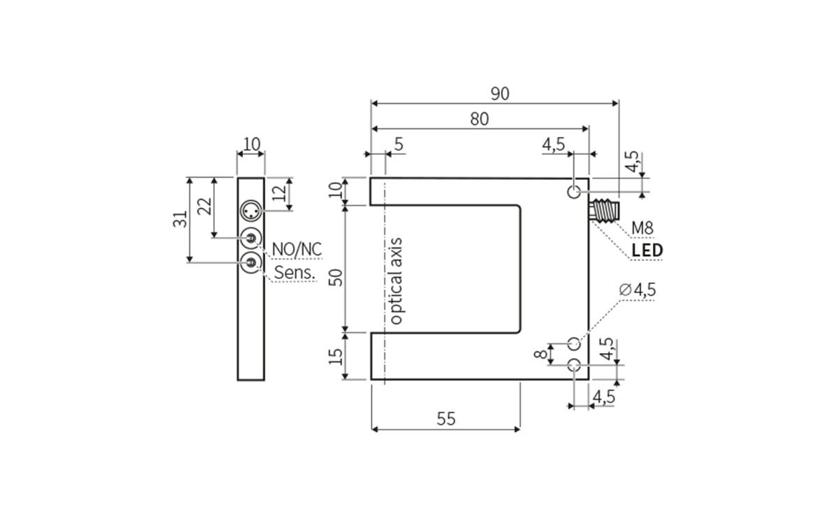 Laser-Gabellichtschranke 50 mm - AL902 - autosen-1
