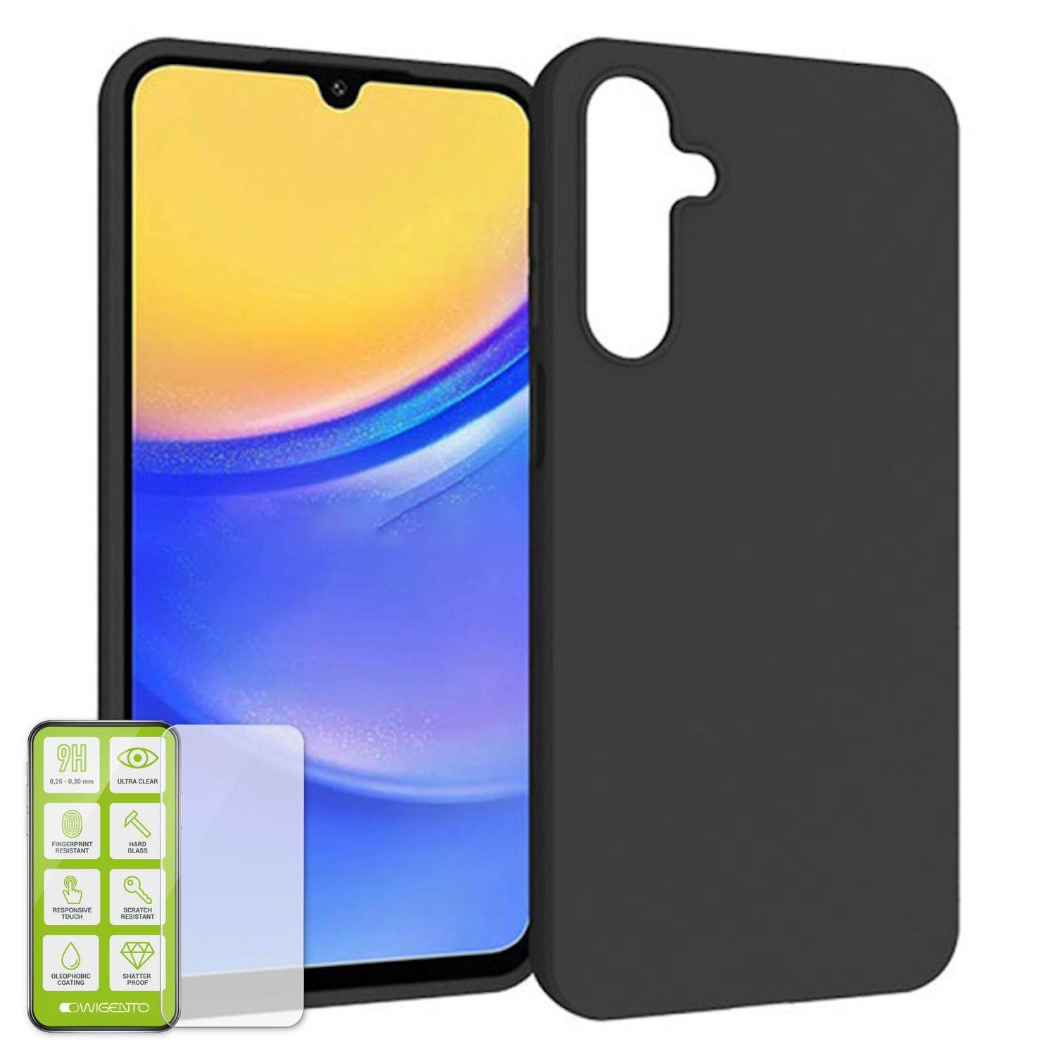 Für Samsung Galaxy A16 Silikon TPU Schutz Hülle Schwarz + H9 Hart Glas Folie-0