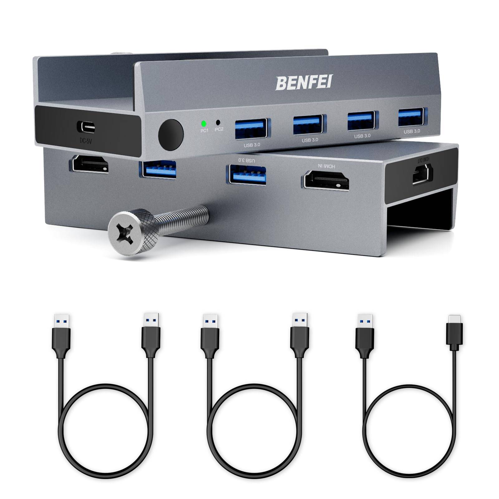BENFEI USB 3.0 HDMI KVM-Switch (8K@60Hz) mit 4 x USB 3.0 für 2 Computer zum Teilen von Monitor, Tastatur und Maus-0
