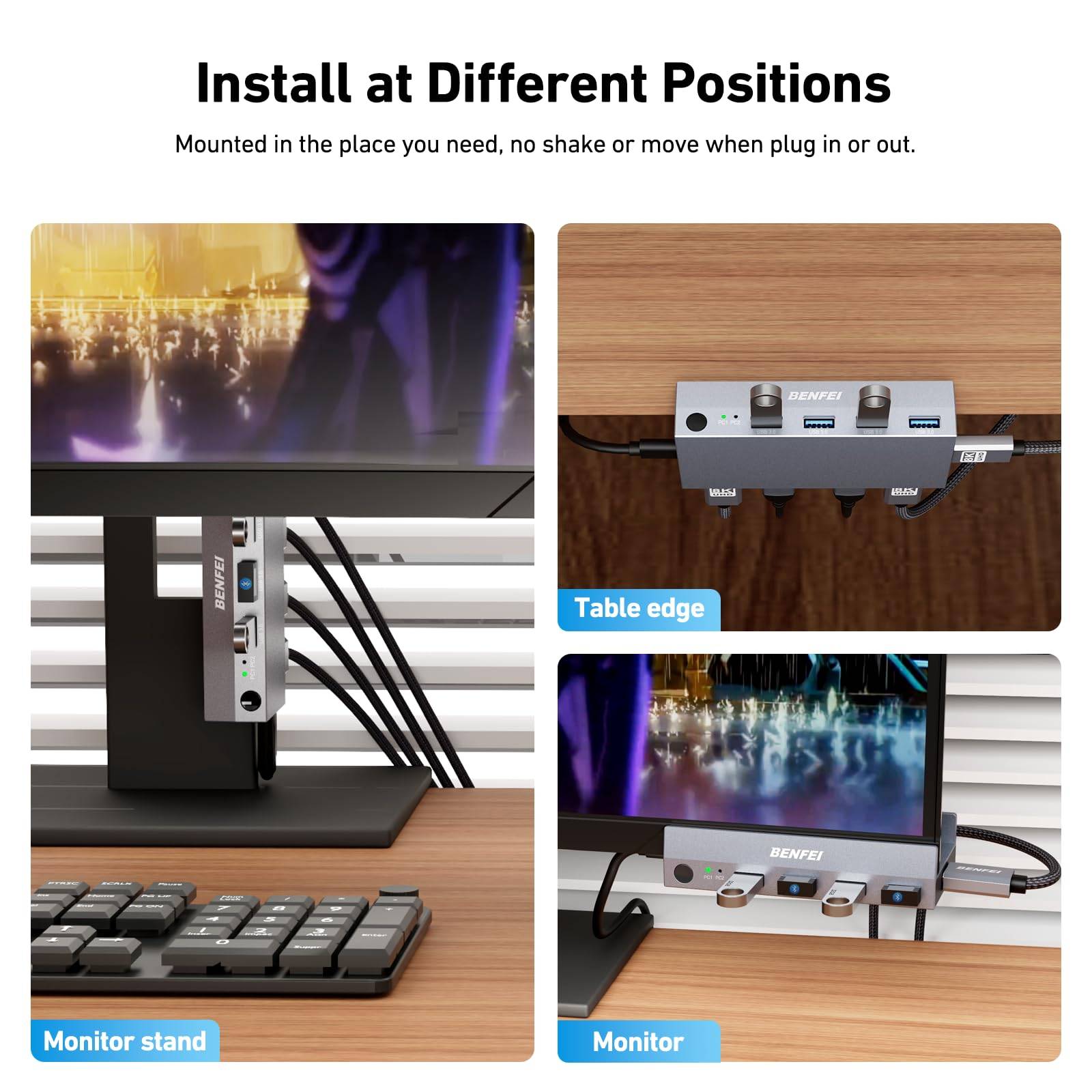 BENFEI USB 3.0 HDMI KVM-Switch (8K@60Hz) mit 4 x USB 3.0 für 2 Computer zum Teilen von Monitor, Tastatur und Maus-2