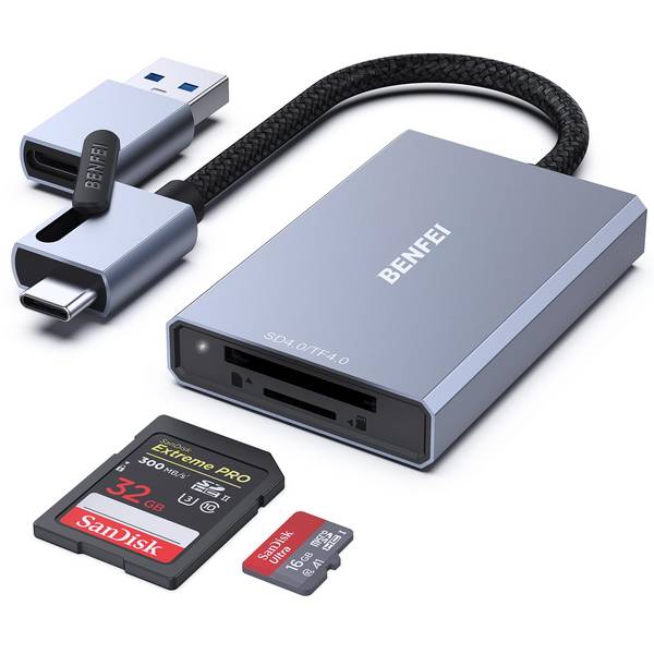 BENFEI SD 4.0-Kartenleser, USB-C/USB-A 2-in-1-Speicherkartenleser