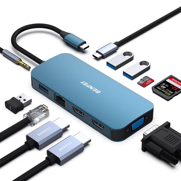 BENFEI 11-in-1 USB C Docking Station with 3 Display Outputs and 100W Power Delivery
