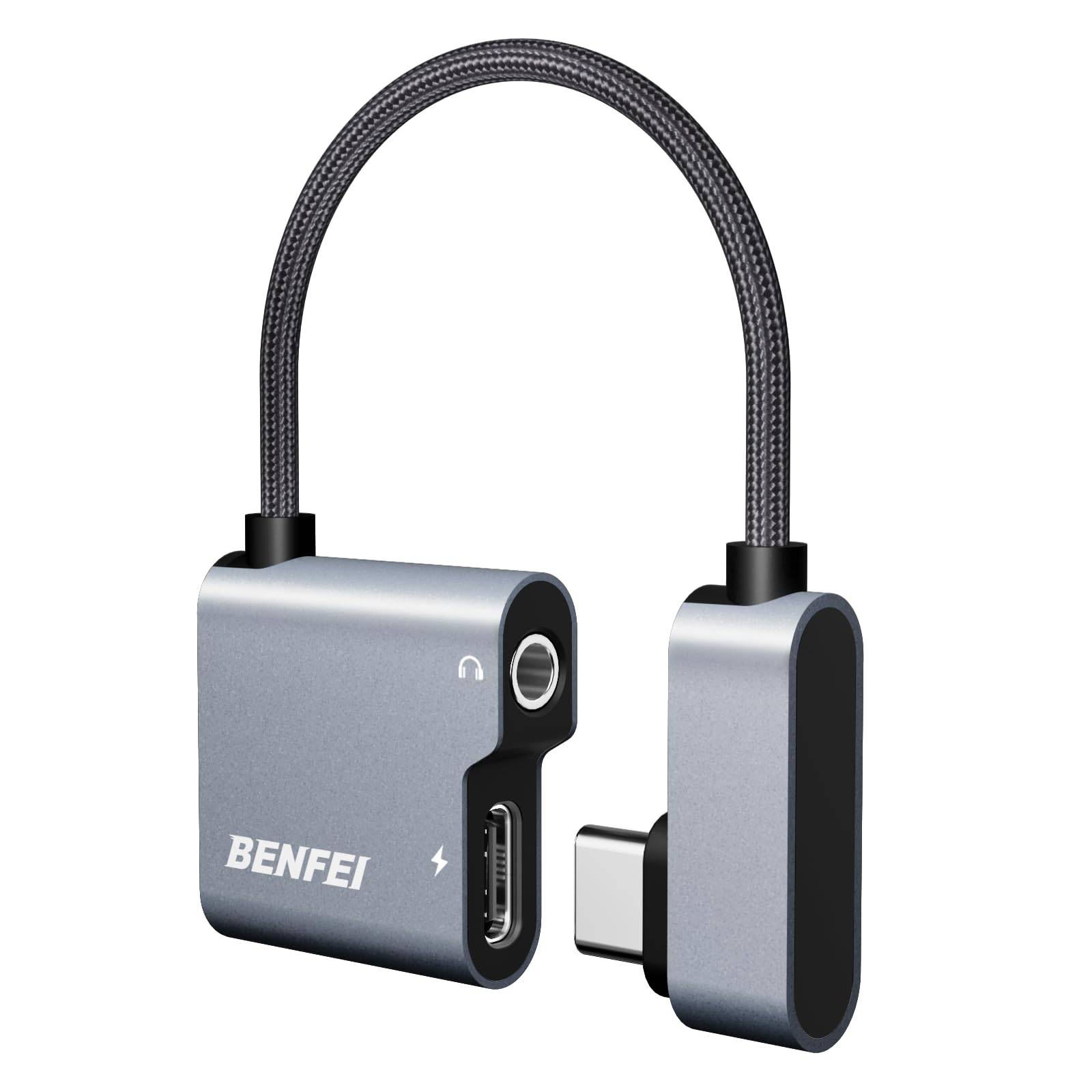 BENFEI USB-C-auf-Audio-Klinkenadapter mit 60-W-Schnellladung, USB-C auf 3,5-mm-Kopfhörerbuchse-0