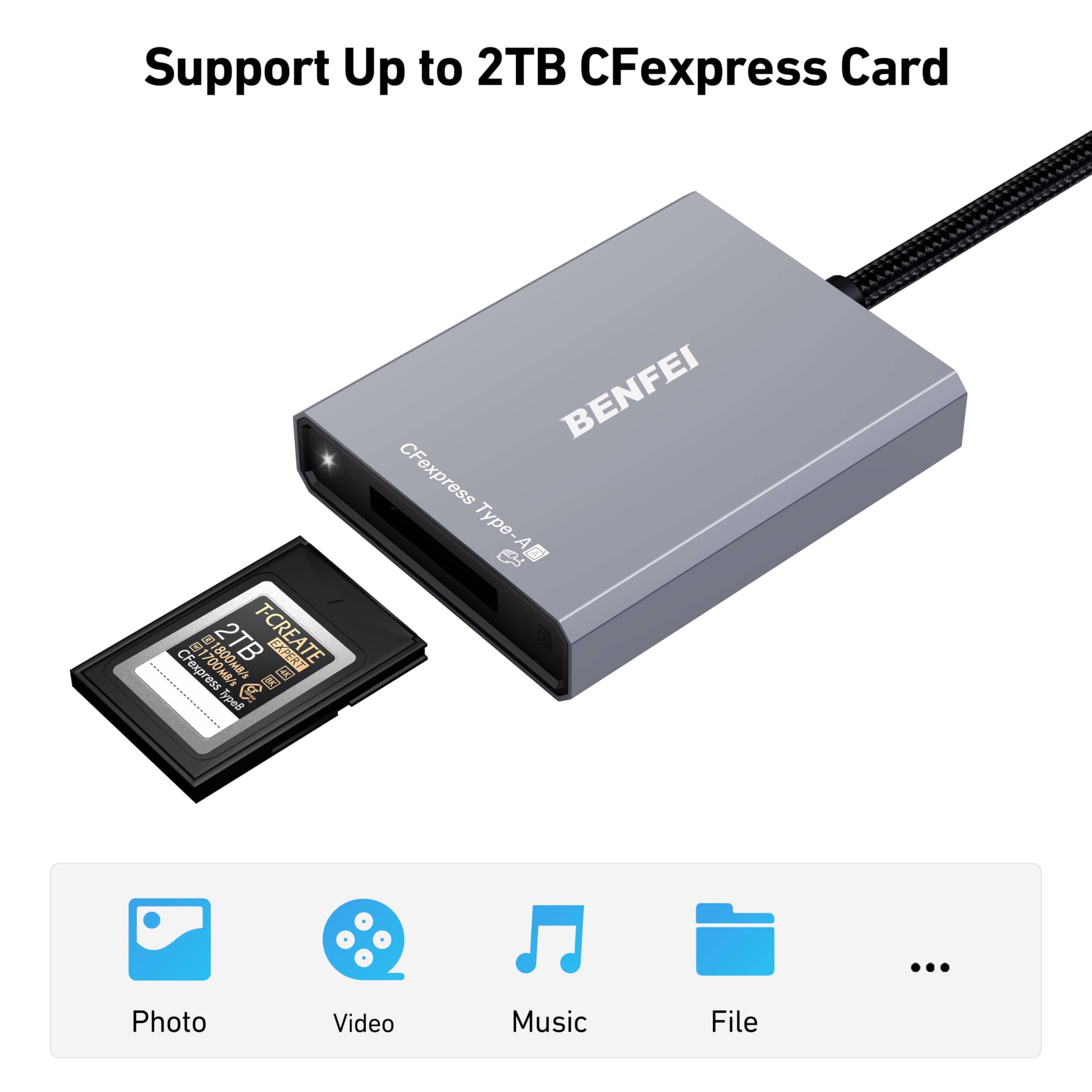 BENFEI CFexpress Typ A Kartenleser mit USB 3.2 (Gen 2) 10 Gbit/s, USB-C&USB-A 2-in-1 Typ A CFexpress Adapter-2