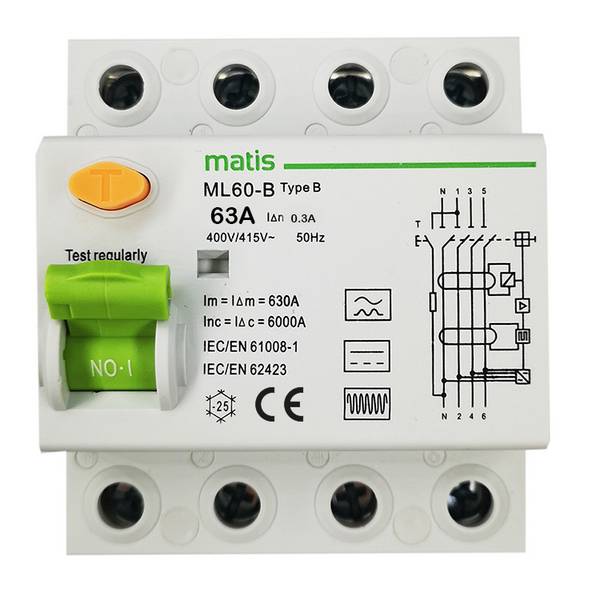 Matismart FI Schutzschalter Typ B allstromsensitiv 300mA/63A 4-Pol Intertek
