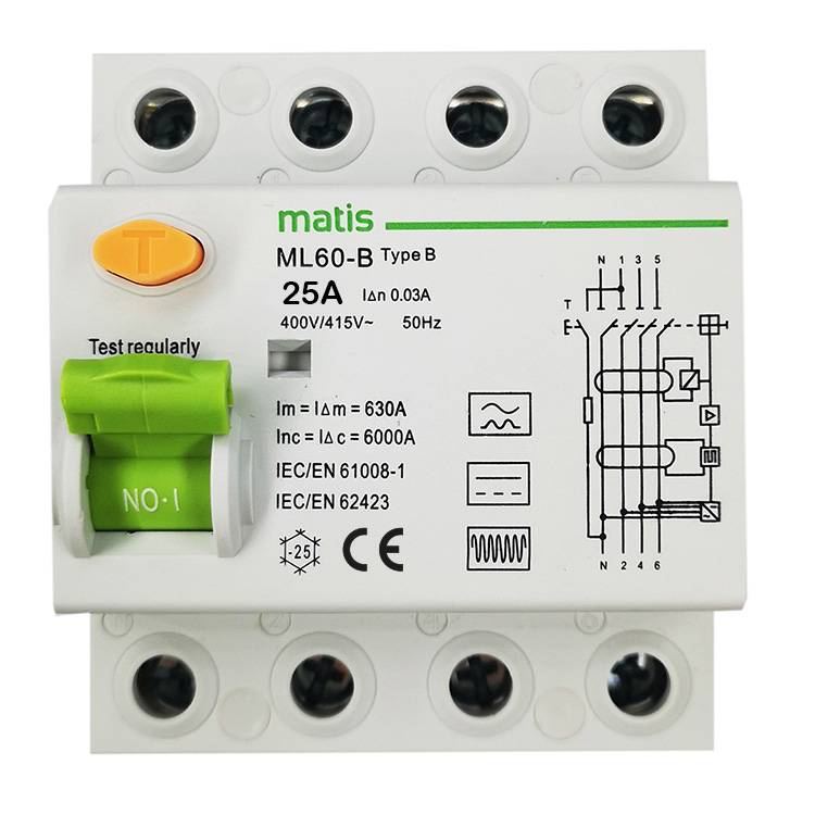 Matismart FI Schutzschalter Typ B Allstromsensitiv 30mA/25A 4-Pol Intertek-0