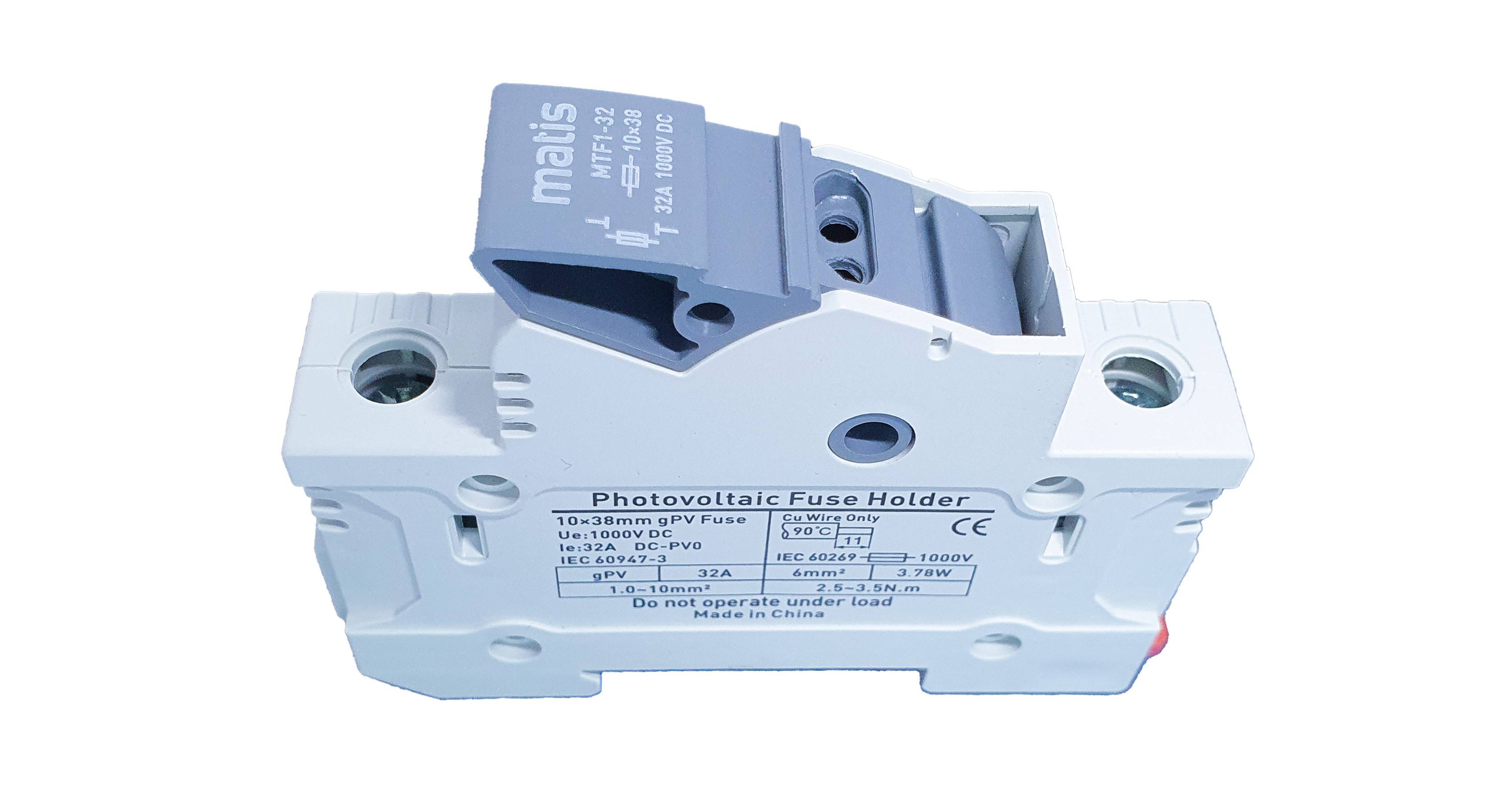 Matis DC-Sicherungshalter 1P 10-32A 1000V 10x38mm inkl. 15A Sicherung für PV-1