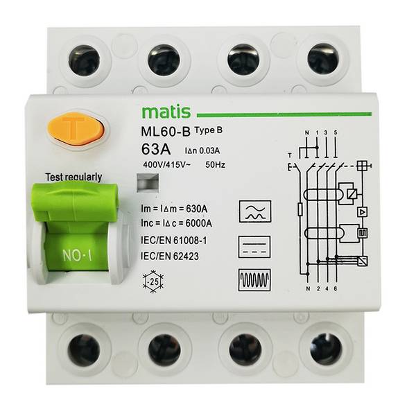 Matismart FI Schutzschalter Typ B allstromsensitiv 30mA/63A 4-Pol Intertek