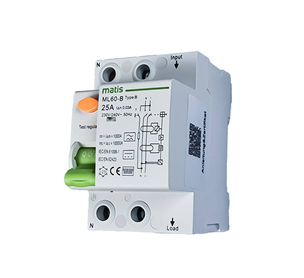 Matismart FI Schutzschalter Typ B allstromsensitiv 300mA/40A 2-Pol Intertek-1