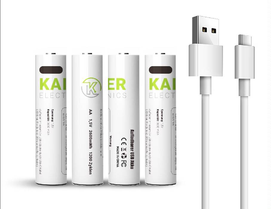 KAISER ELECTRONICS AAA Lithium Batterie 1,5V, wiederaufladbar, USB-C, 4er Pack, 750 mWh-0