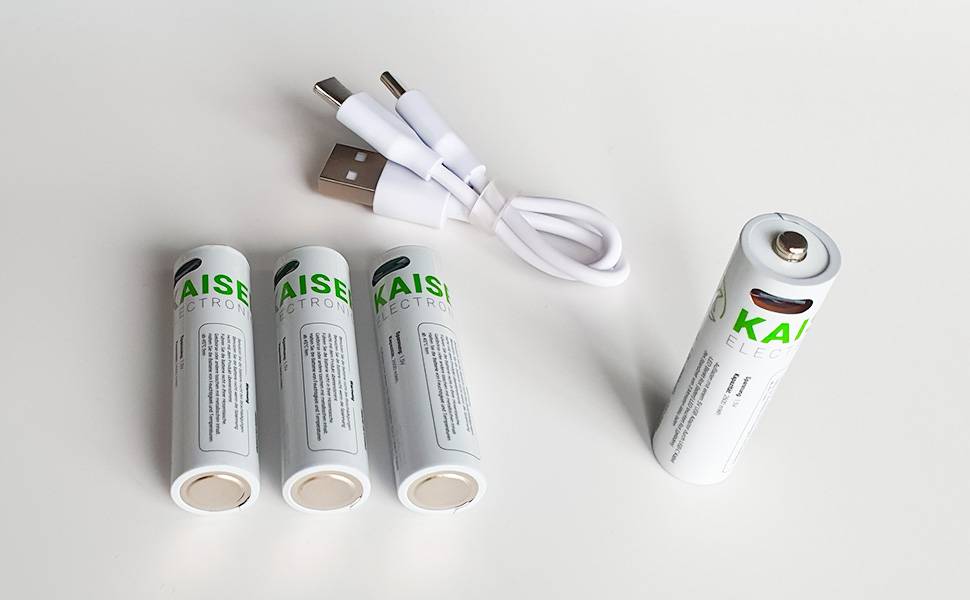 KAISER ELECTRONICS AAA Lithium Batterie 1,5V, wiederaufladbar, USB-C, 4er Pack, 750 mWh-2