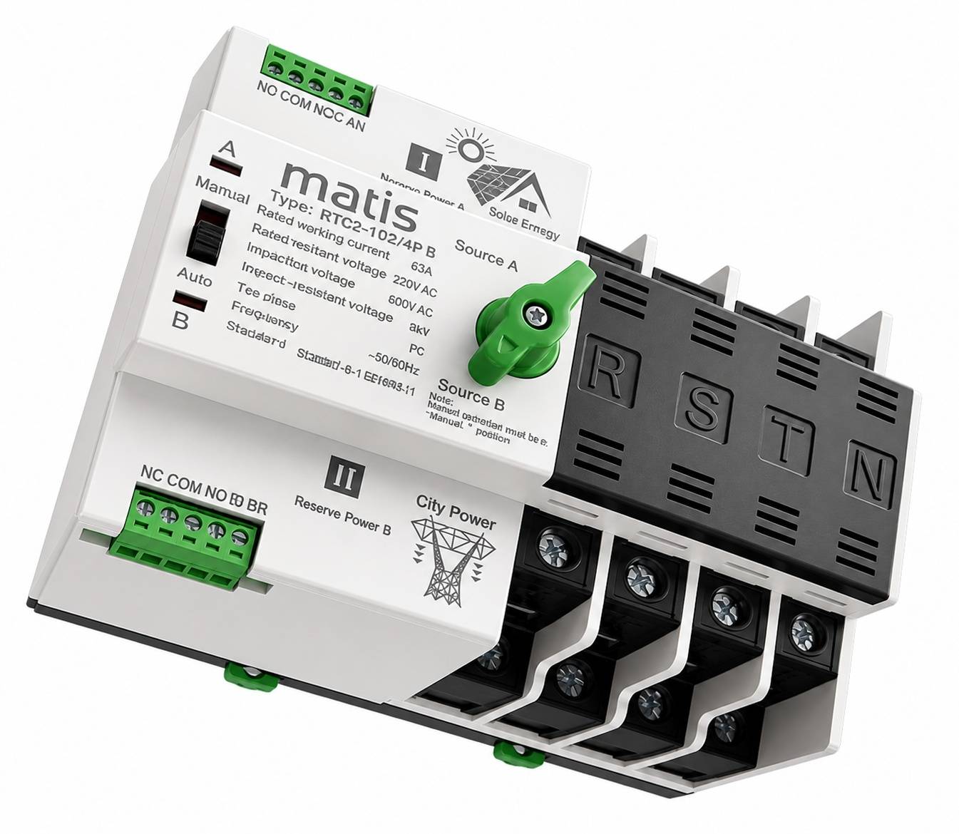 Matismart MTQ3-100/4P Automatischer Netzumschalter 4-polig 100A für Netz, PV, Generator-1
