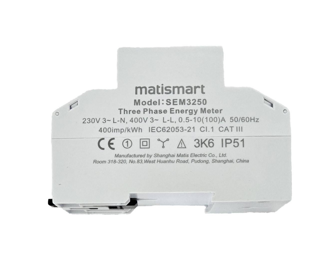 Matismart SEM3250 Dreiphasen-Smartmeter Modbus, Multi-Tarif, 72mm, präzise Messung, IP51-1