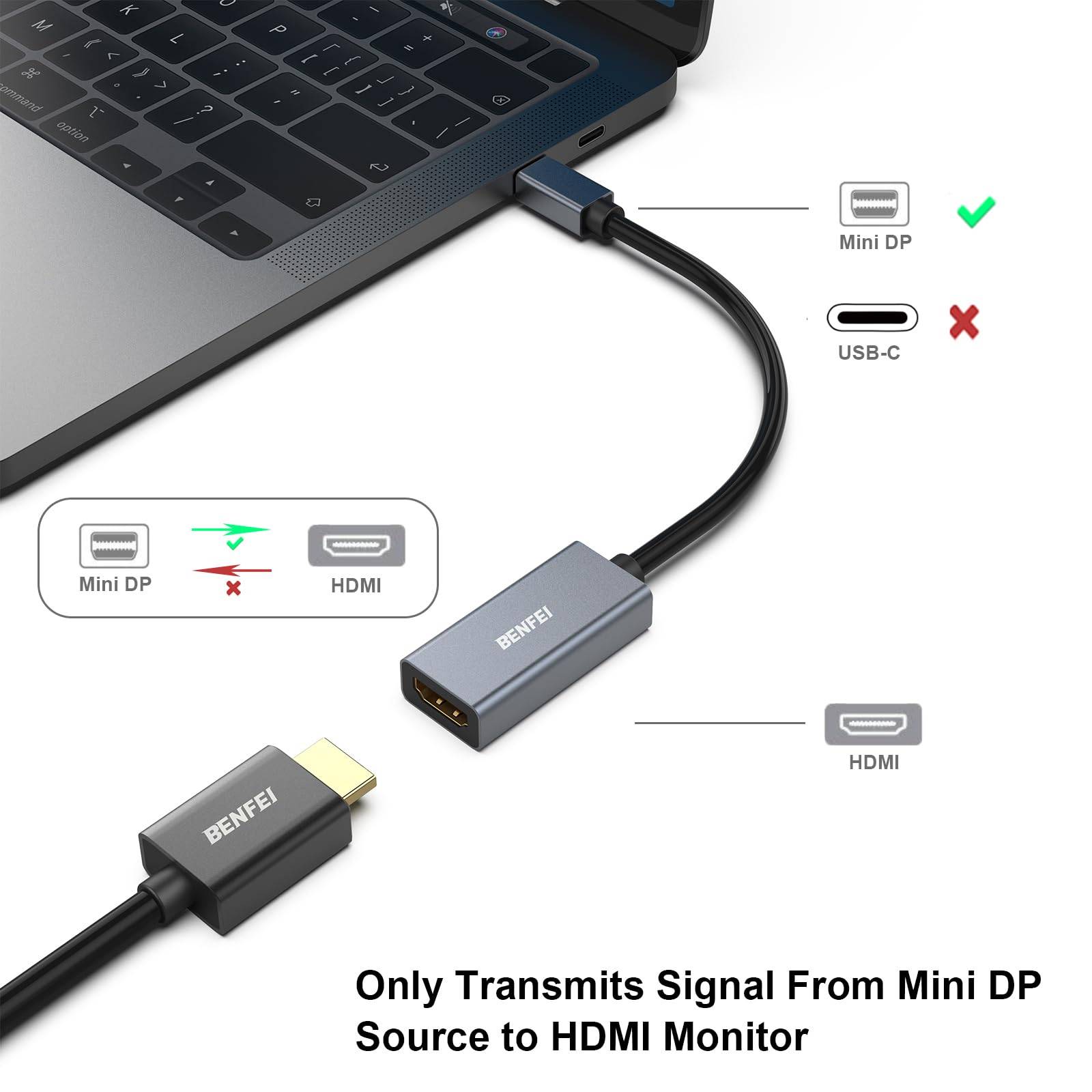 BENFEI Mini DisplayPort (Thunderbolt 2) auf HDMI Adapter 4K-1