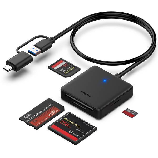 BENFEI 4in1 USB 3.0 und USB-C auf SD Micro SD MS CF Kartenleseradapter, 4 Karten gleichzeitig lesen und schreiben