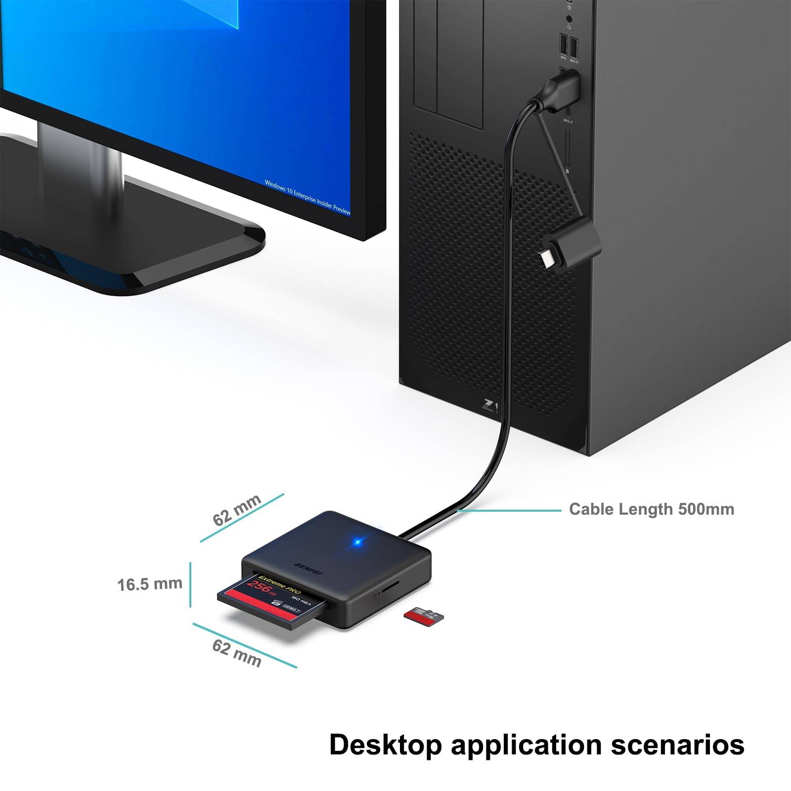 BENFEI 4in1 USB 3.0 und USB-C auf SD Micro SD MS CF Kartenleseradapter, 4 Karten gleichzeitig lesen und schreiben-3
