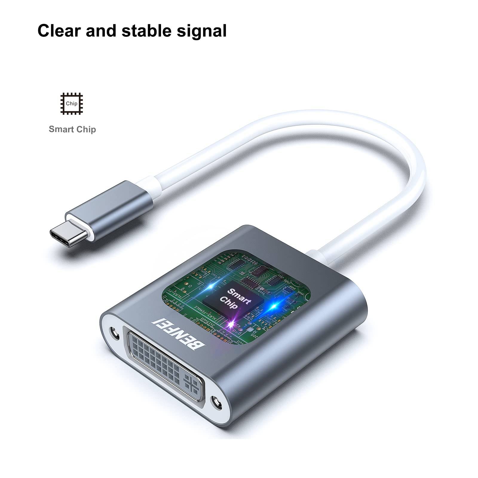 BENFEI USB C auf DVI Adapter, USB Typ C [Thunderbolt 3/4] zu DVI-D Adapter Stecker auf Buchse-2