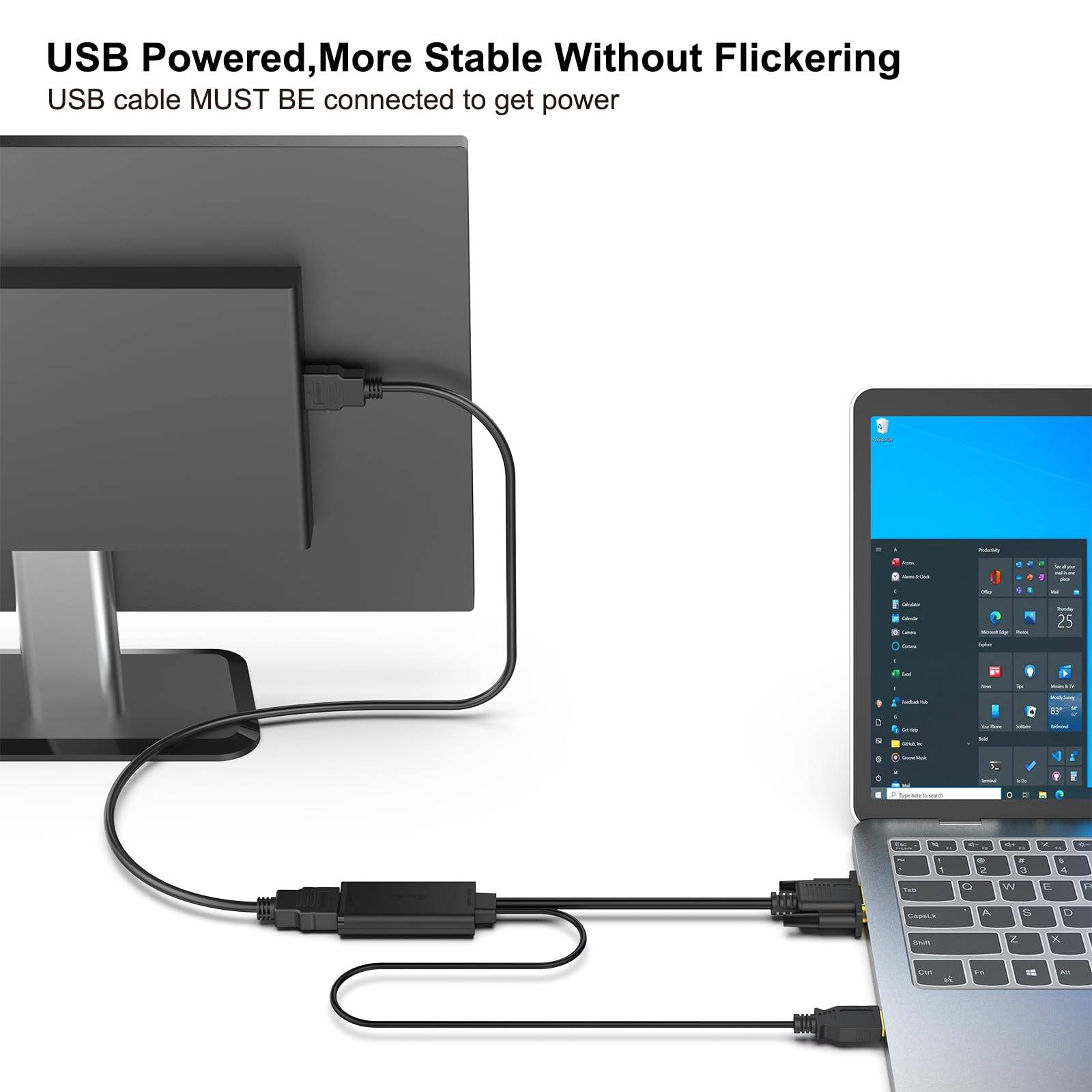 BENFEI VGA Eingang zu HDMI Ausgang Adapter, 1080P Unidirektional Konverter-1