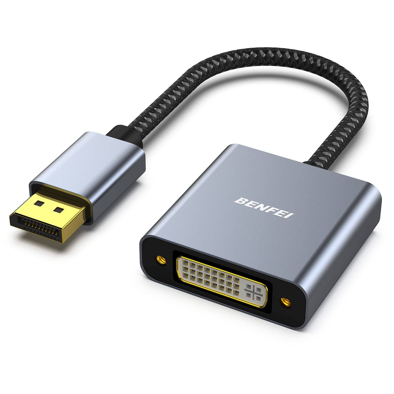 DisplayPort zu DVI Adapter, BENFEI DisplayPort zu DVI-D-Adapter Vergoldetes Kabel von Stecker zu Buchse-0