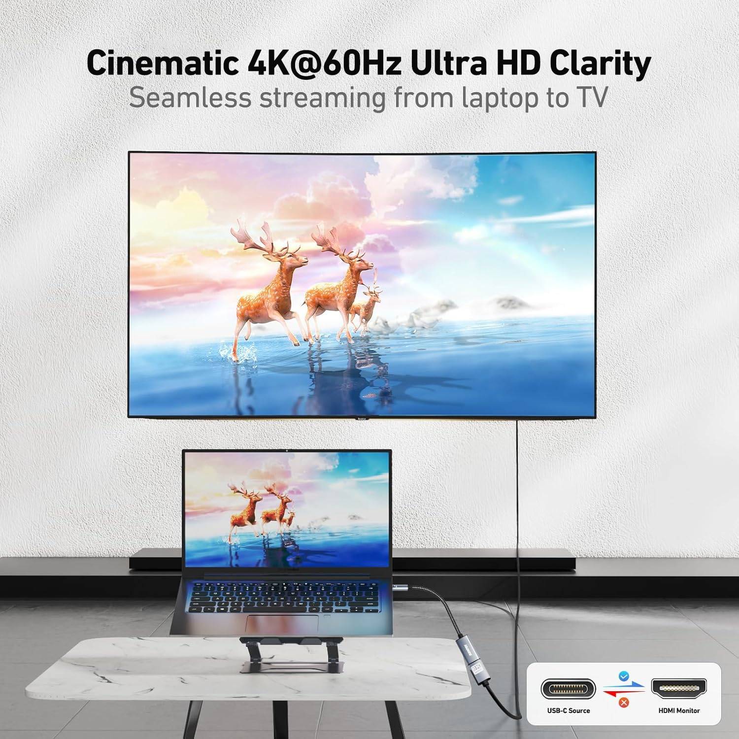 BENFEI USB C zu HDMI Adapter 4K@60Hz, USB Typ-C zu HDMI Adapter [Thunderbolt 3/4/5 Kompatibel]-2