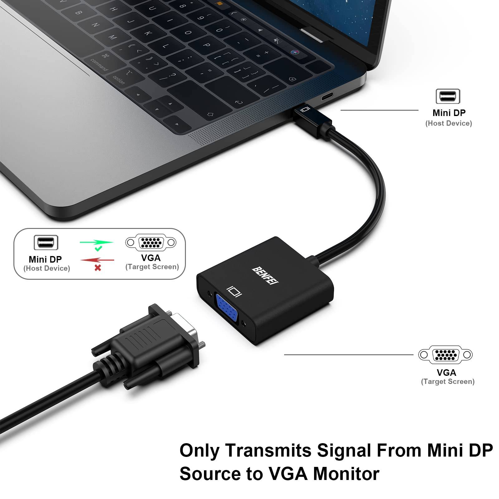BENFEI Mini DisplayPort auf VGA Adapter, Mini DisplayPort(Thunderbolt kompatibel) auf VGA Adapter-1