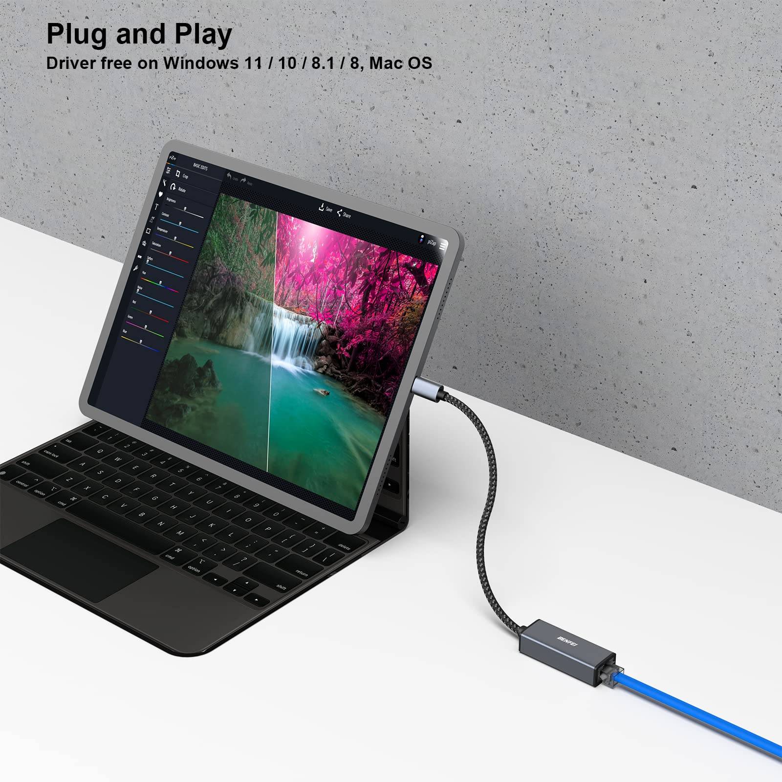 USB C auf Ethernet Adapter, BENFEI Thunderbolt 3 auf RJ45 LAN Netzwerk Adapter-2