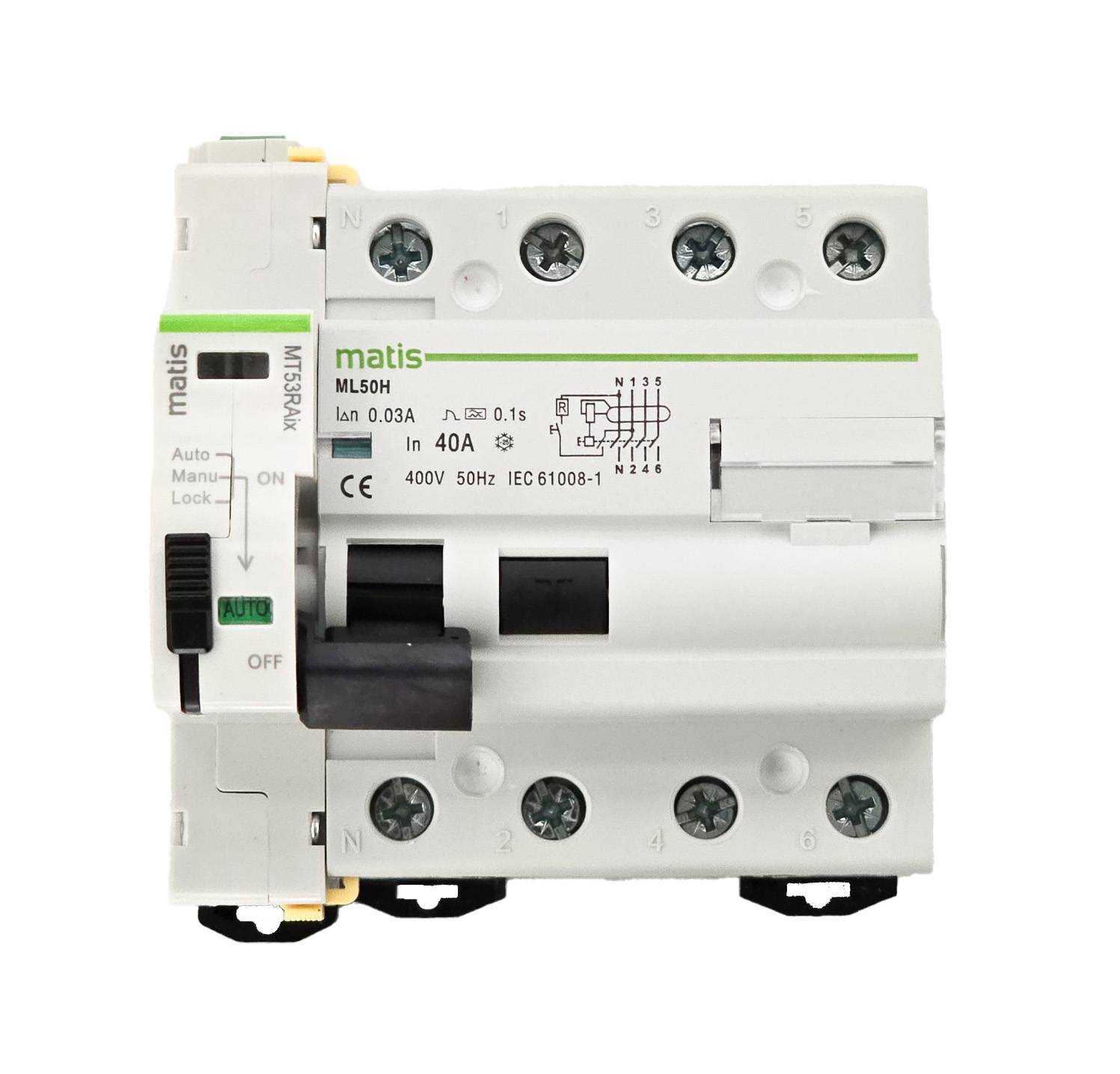 Matismart MT53RAi Auto Recloser für FI 40A/30mA, 4-pol, Wiedereinschaltautomat, Fernsteuerung, 18mm-0