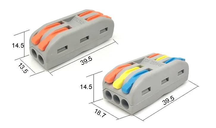 Kaiser Electronics 10er Pack Durchgangsklemme Schnellverbinder 2-polig 4mm² 600V für flexible und starre Kabel-1