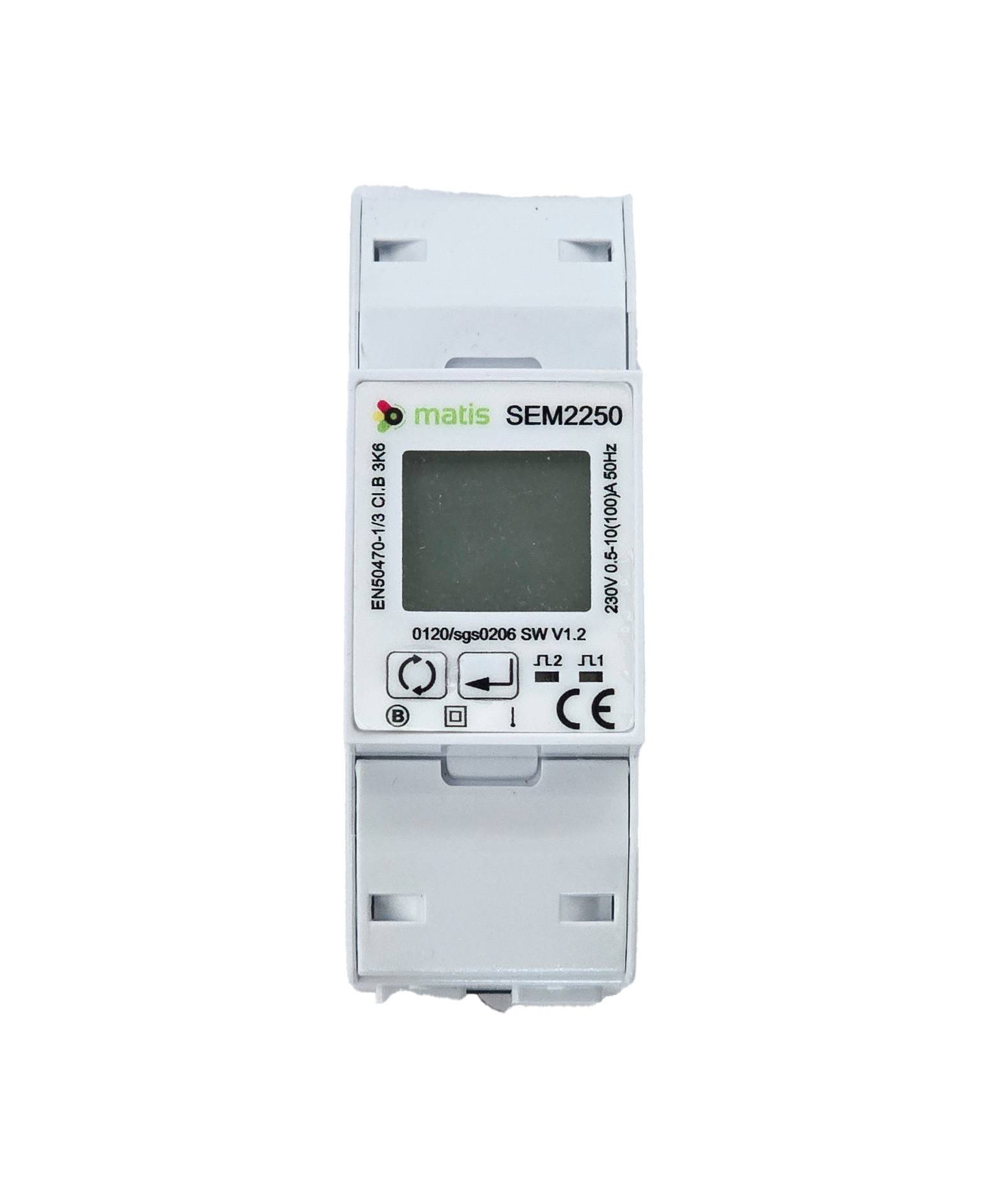 Matismart SEM2000 Einphasen-Smartmeter 230V bis 100A, Modbus, DIN-Schiene, MID, Klasse 1-0
