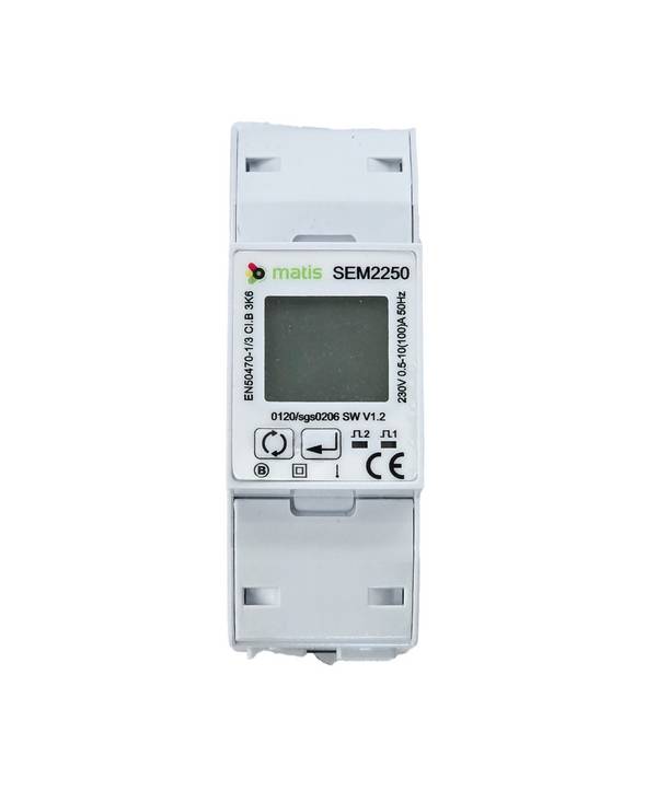 Matismart SEM2000 Einphasen-Smartmeter 230V bis 100A, Modbus, DIN-Schiene, MID, Klasse 1