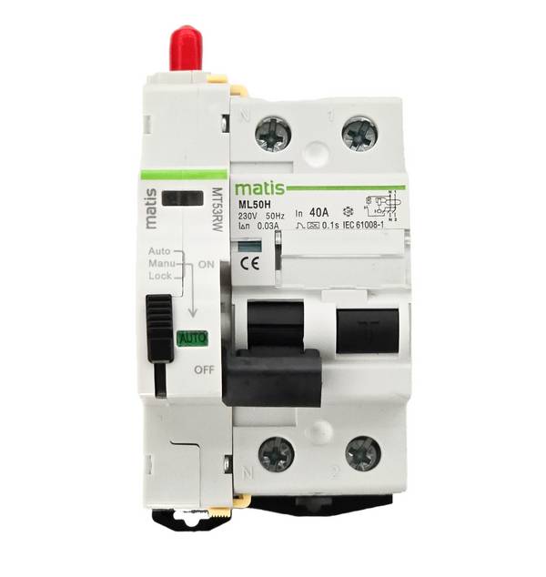 Matismart MT53RW Smart WiFi Fernschalter 40A/30mA FI 2-pol,Tuya App