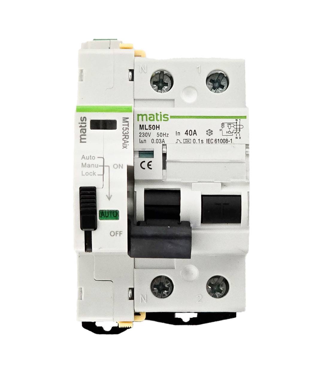 Matismart MT53RAi Auto Recloser für FI 40A/30mA, 2-pol, Wiedereinschaltautomat, Fernsteuerung, 18mm-0