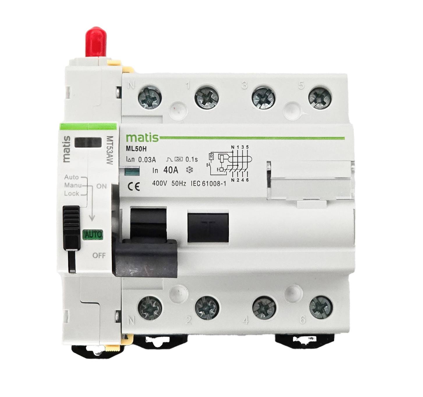 Matismart MT53AW WiFi Fernschalter, Auto Recloser, 40A/30mA 4-pol-0