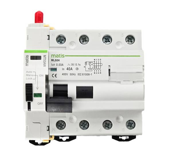 Matismart MT53AW WiFi Fernschalter, Auto Recloser, 40A/30mA 4-pol