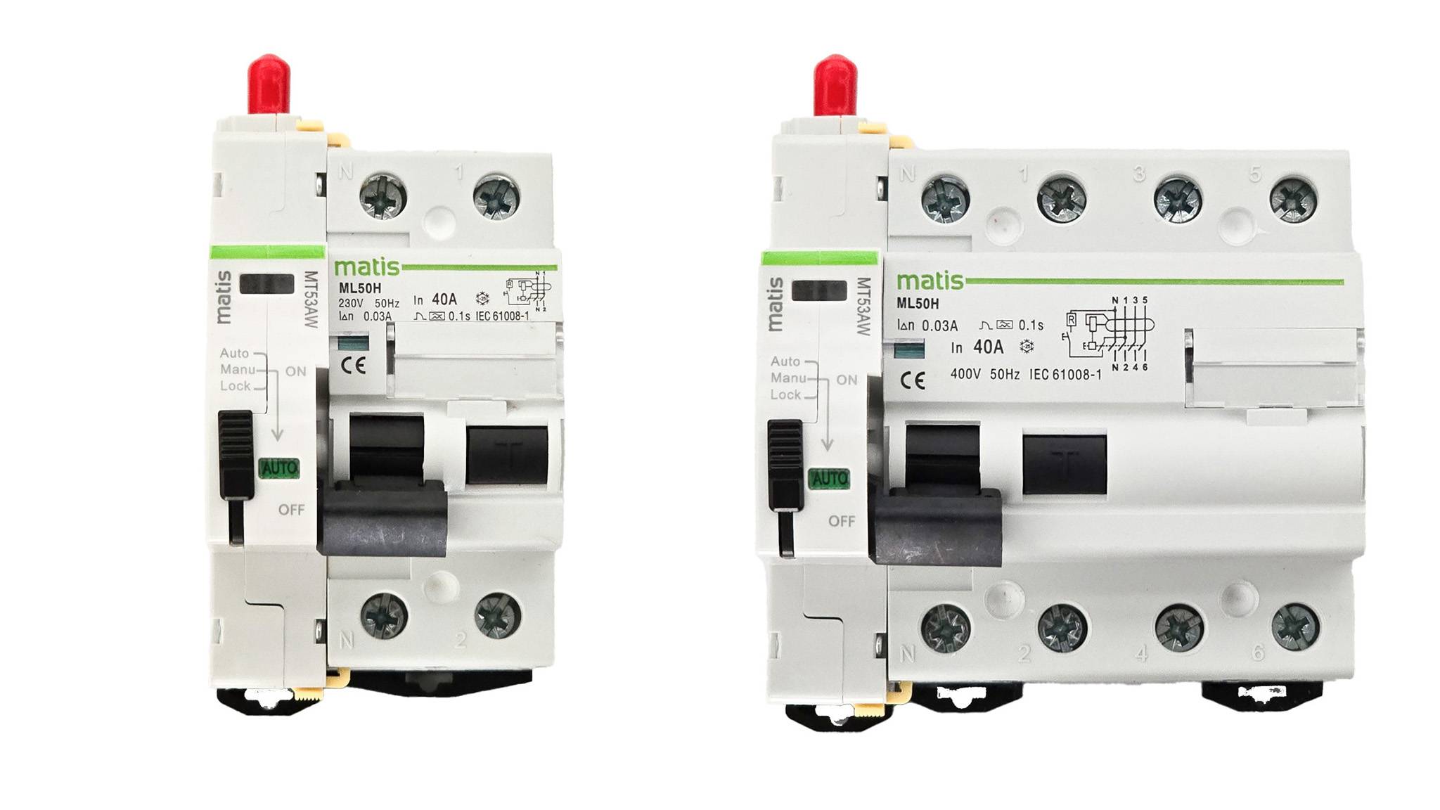Matismart MT53AW WiFi Fernschalter, Auto Recloser, 40A/30mA 4-pol-2