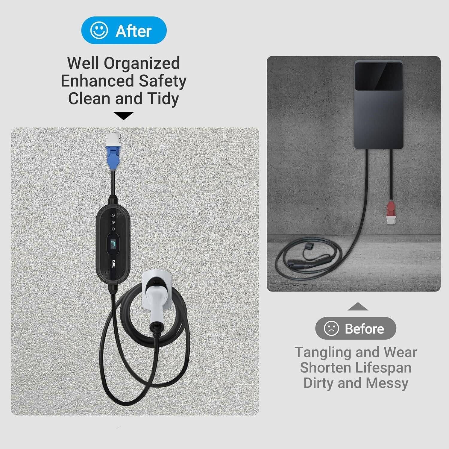 Tera EV Ladegeräthalter Typ2 Hochbelastbar Wandhalter Ladekabelhalter Weiß EV-Holder-SL-EU-2
