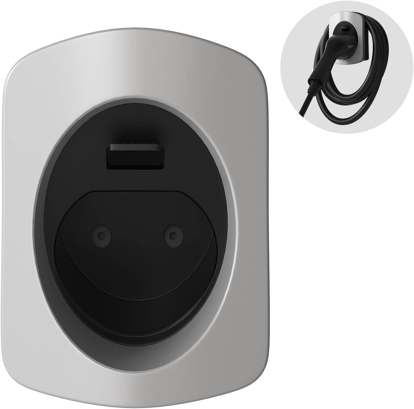Tera EV Ladegeräthalter Typ2 Hochbelastbar Wandhalter Ladekabelhalter Silber EV-Holder-SL-EU-0