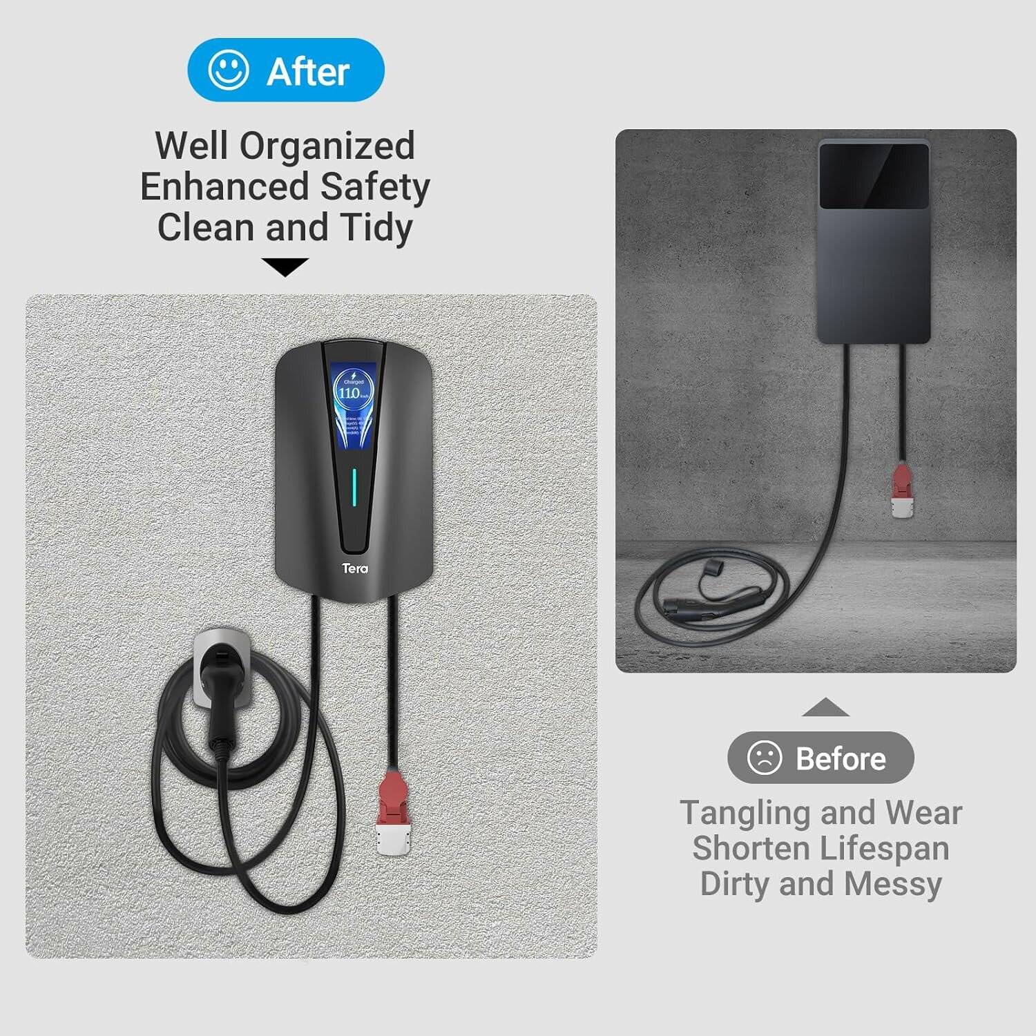 Tera EV Ladegeräthalter Typ2 Hochbelastbar Wandhalter Ladekabelhalter Silber EV-Holder-SL-EU-2
