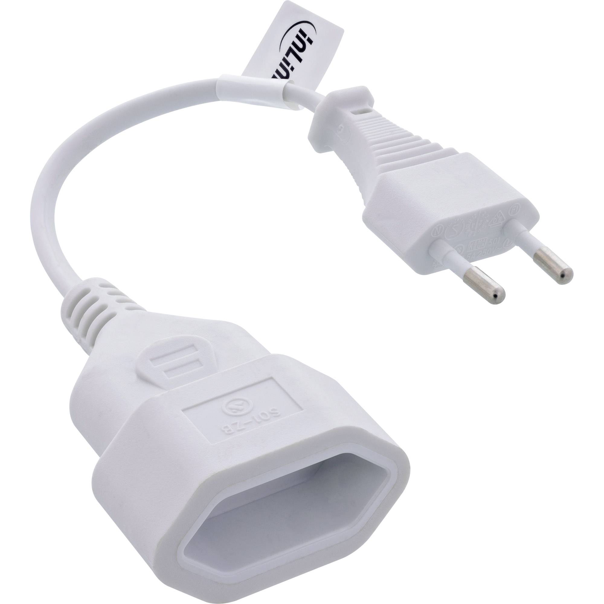 InLine® Euro-Verlängerung, Eurostecker an Eurokupplung, weiß, 0,2m-2