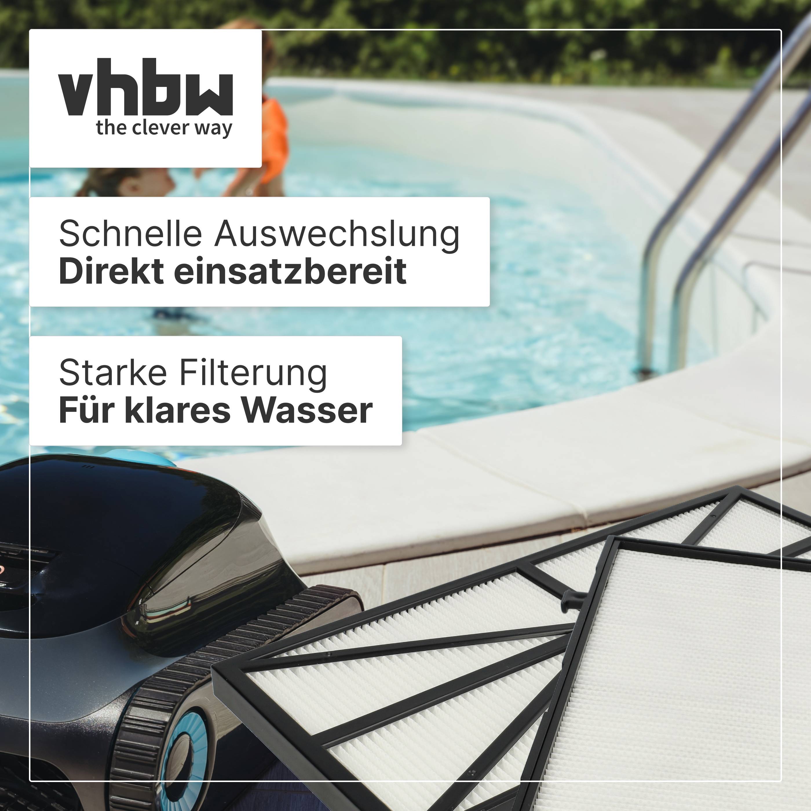 vhbw 4x Filterpad kompatibel mit Dolphin Thunder 30 | Triton, Thunder 20 Poolsauger, Poolroboter - Feinfilter, 27,7 x 13-2