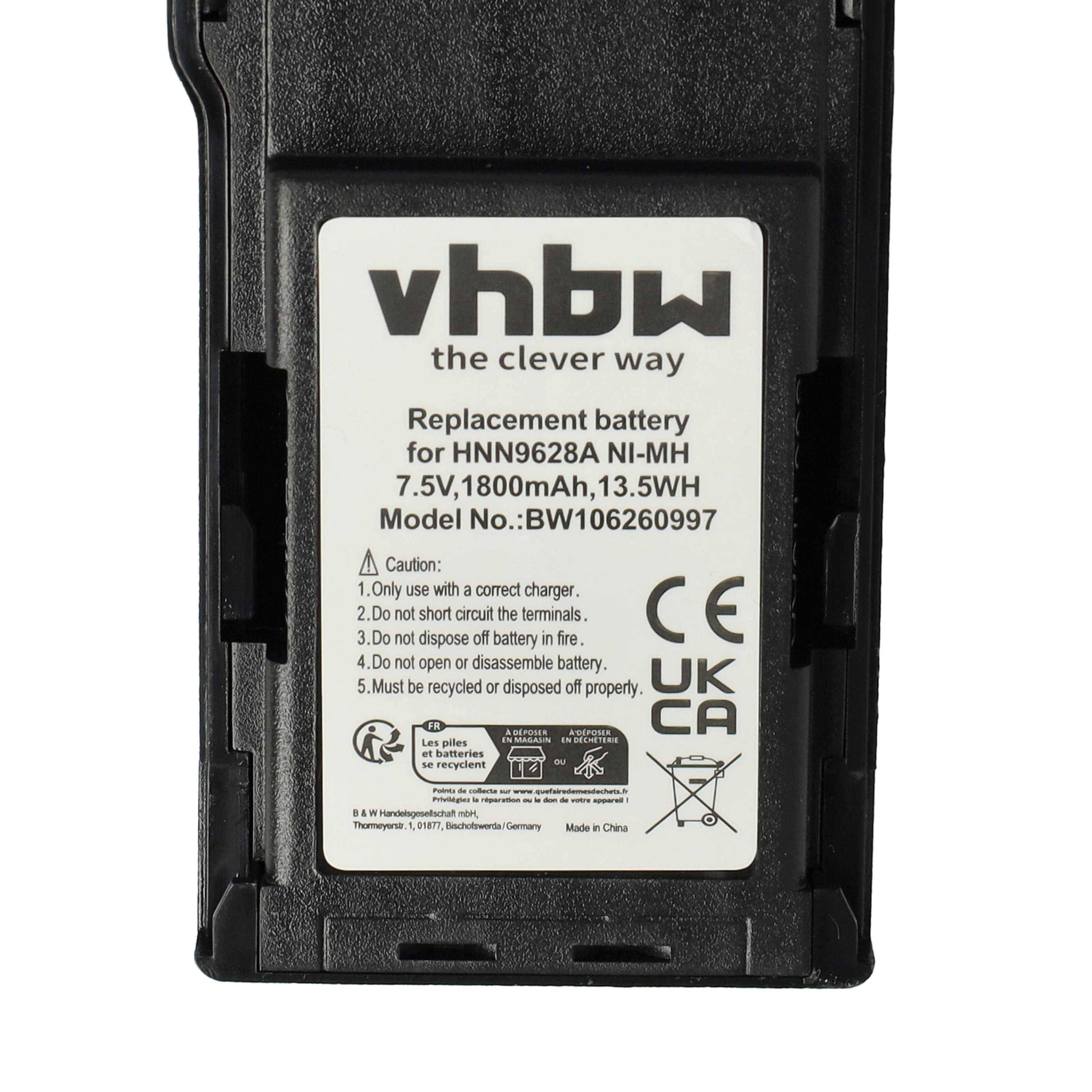 vhbw 5x Akku kompatibel mit Motorola CP450 | GP300, GP308, CP450LS, CP250 Funkgerät, Walkie Talkie (1800 mAh, 7,5 V-2