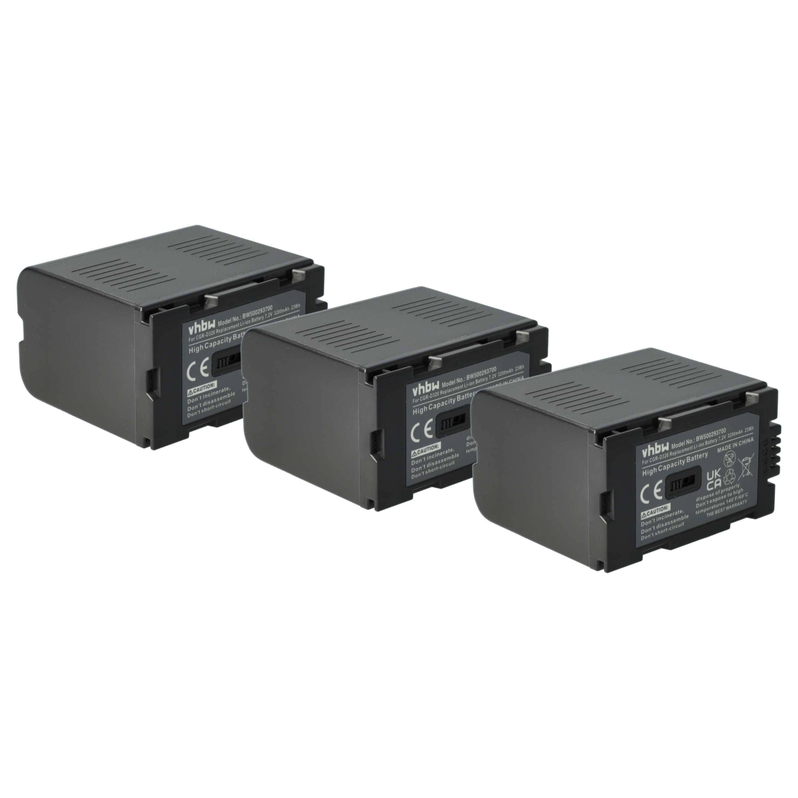 vhbw 3x Akku kompatibel mit Panasonic NV-DS3 | NV-DS33, NV-DS30, NV-DS37, NV-DS35, NV-DS38 Videokamera Camcorder (3200-0