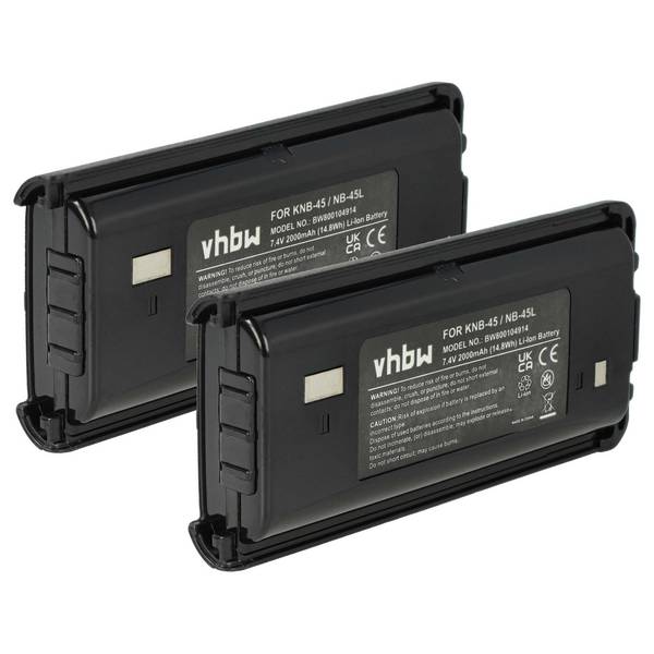 vhbw 2x Akku kompatibel mit Kenwood TK-3302E | TK-3301T, TK-3301E, TK-3300UP, TK-3212M, TK-3212L Funkgerät, Walkie