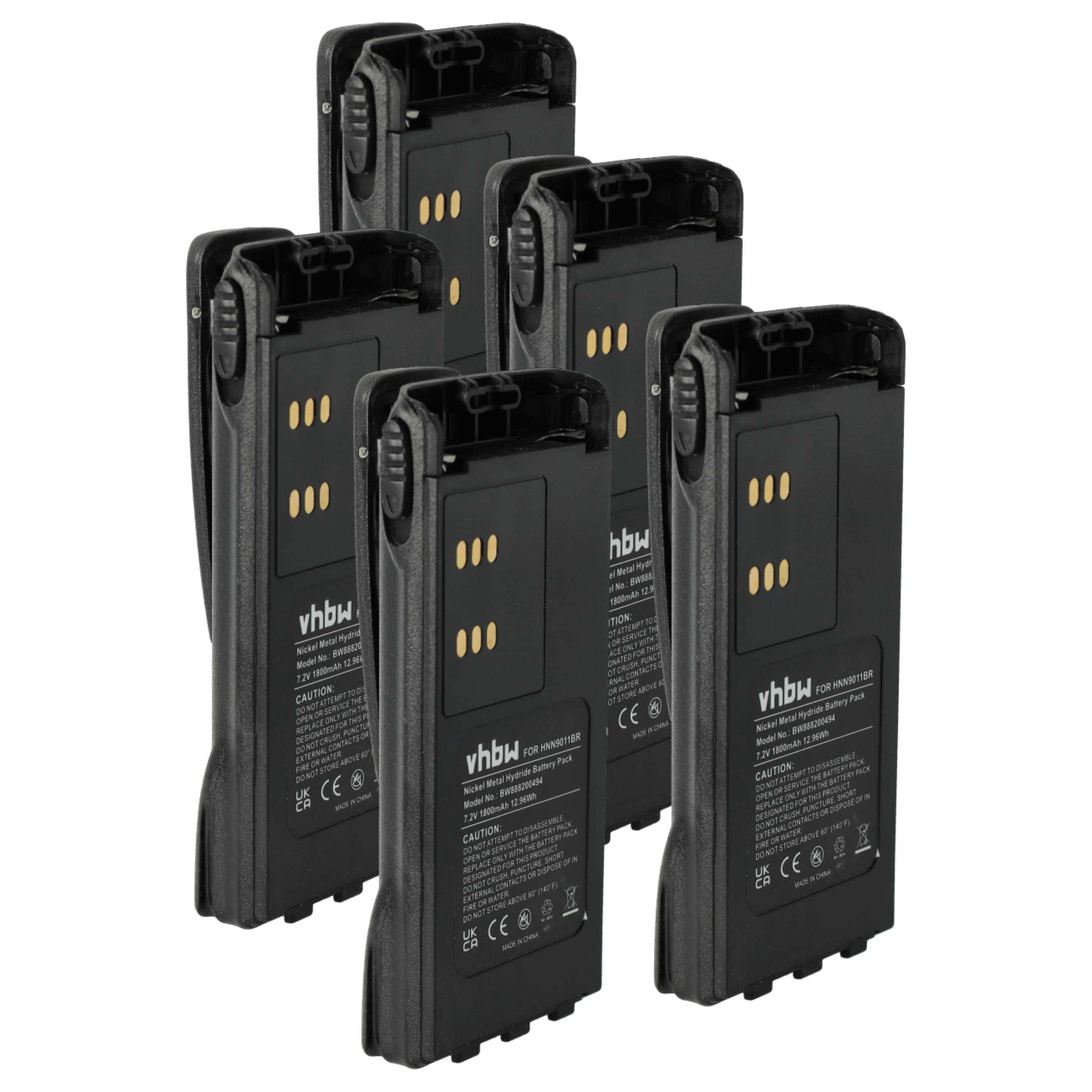 vhbw 5x Akku kompatibel mit Motorola GP580 | GP540, GP340, GP360, GP640, GP380 Funkgerät, Walkie Talkie (1800 mAh, 7,2 V-0