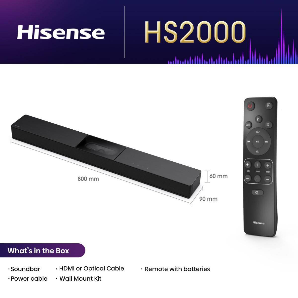 Hisense HS2000 2.1 Kanal Soundbar, 2.1 Kanäle, 240 W, Dolby Audio, 20 kHz, 240 W, 50 - 60 Hz-4