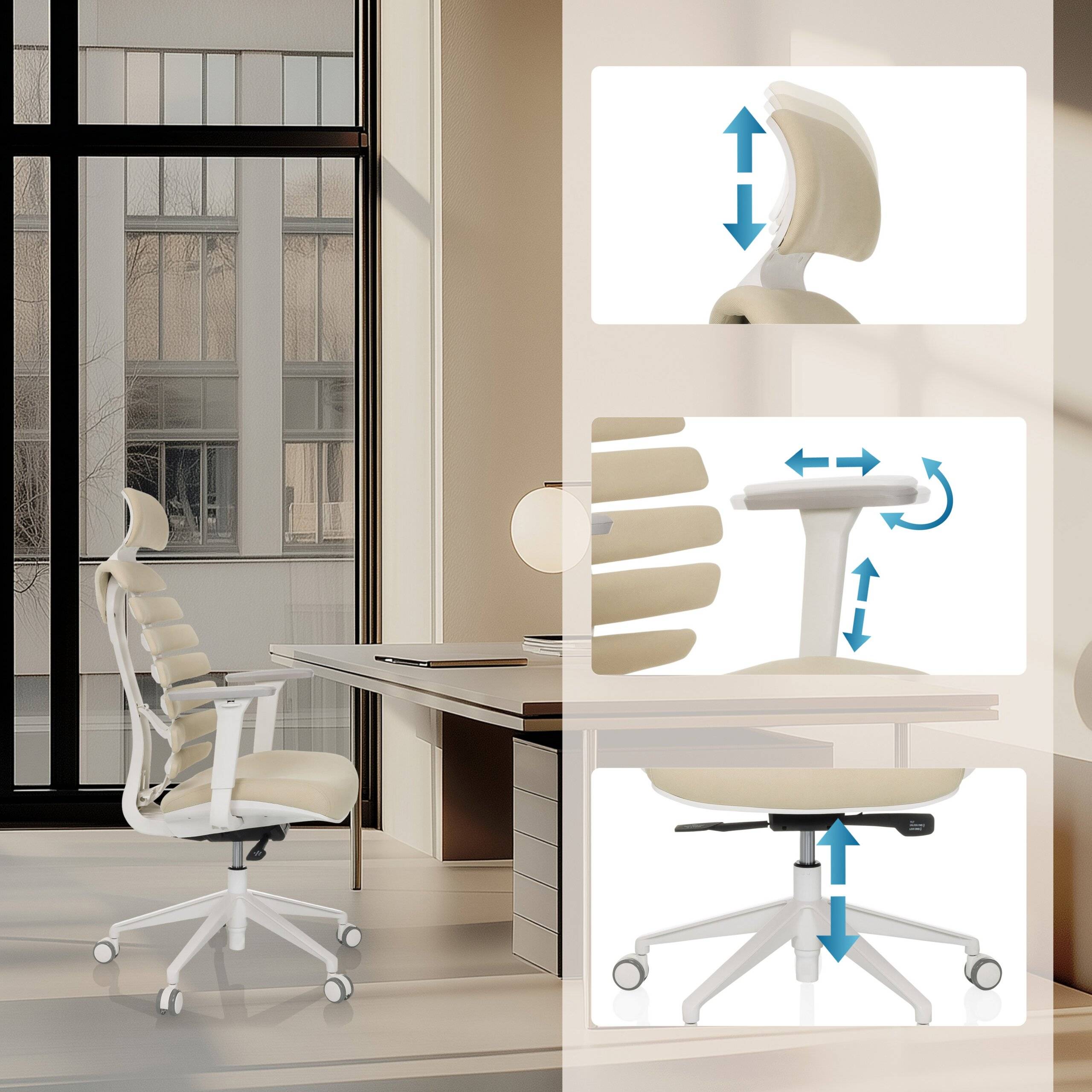 Bürostuhl Drehstuhl ERGO LINE W Stoff salted caramel hjh OFFICE-3
