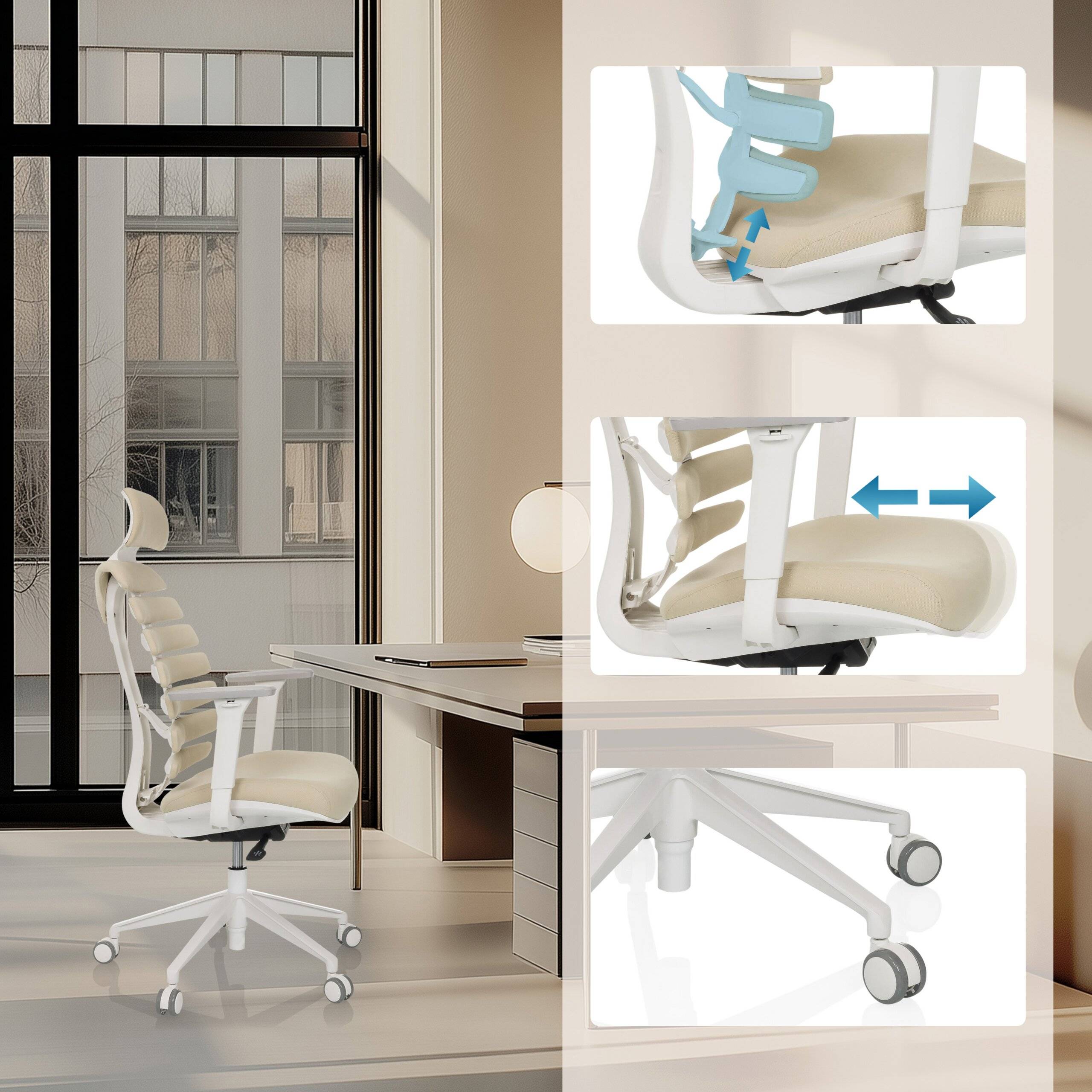 Bürostuhl Drehstuhl ERGO LINE W Stoff salted caramel hjh OFFICE-4