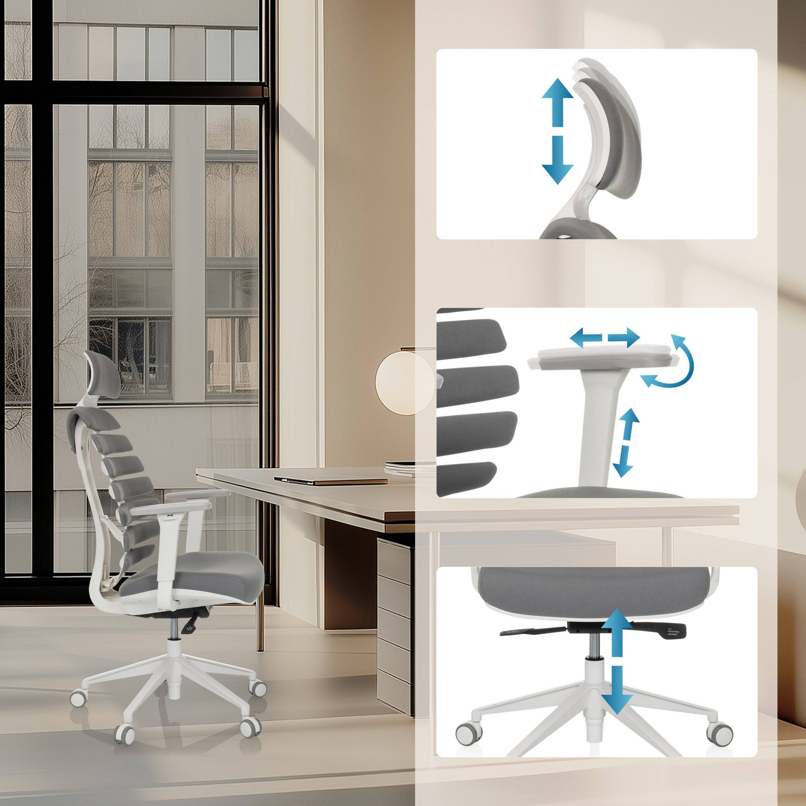 Bürostuhl Drehstuhl ERGO LINE W Stoff smokey elegance hjh OFFICE-3