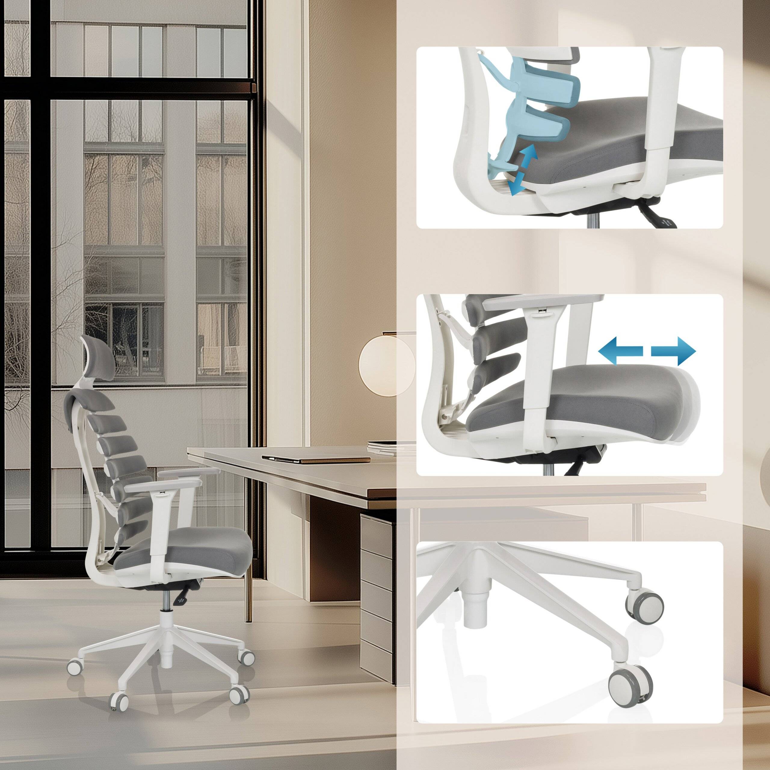 Bürostuhl Drehstuhl ERGO LINE W Stoff smokey elegance hjh OFFICE-4