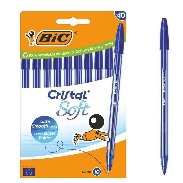 BIC - Kugelschreiber Cristal Soft transparent Schreibfarbe blau 10 St.